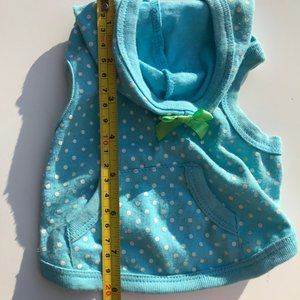 XS super cute sky blue  and white polkadot hooded  cotton dog shirt